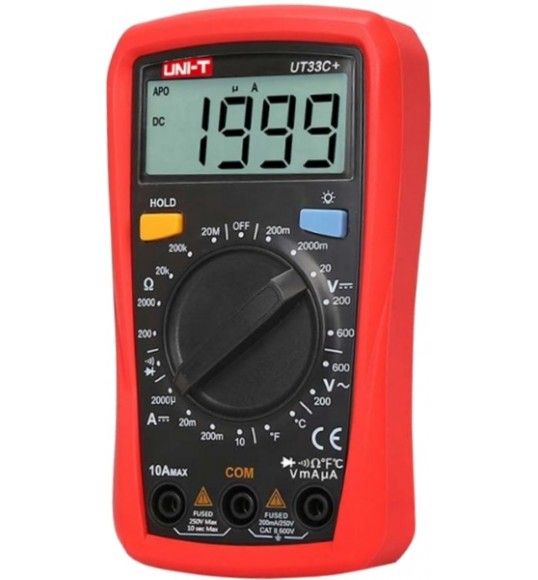 UT33C+ Multímetro Digital 600V 10A 20MOhm Temperatura UNI-T