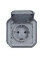 069730L Plexo New FRAP Schutzkontakt-Steckdose Steckklemmen (SL) EB, IP44, IK 08, Grau
