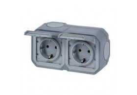 069742L Plexo New FRAP 2-fach vorverdrahtete SSDO horizontal, SL, EB, IP44, IK 08, Grau