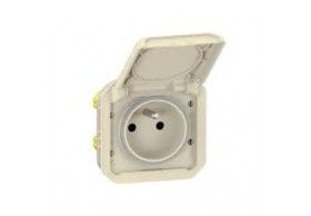 069828L Plexo New Einsatz Steckdose F/B Std Steckklemmen EB, IP55, IK 08, Beige