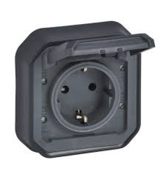 069859L Legrand Plexo New FRUP Schutzkontakt-Steckdose, Schraubklemmen, EB, IP44 IK08, Anthrazit