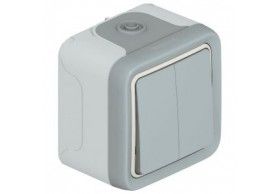 069714 Plexo Classic Wippschalter Serie Feuchtraum Aufputz Plexo 55 grau