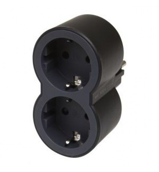 694517 Legrand Plug 2 gang 2P+E FRONTAL Black