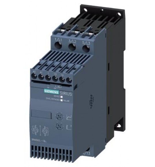 3RW3026-1BB14 Siemens Arrancador suave S0, 25 A, 11 kW/400 V, 40 grados, 200-480 V AC, 110-230 V AC/