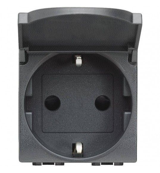 L4141PW Socket 2P+E Schucko with cover anthracite