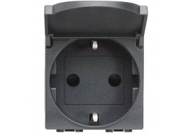L4141PW Tomada 2P+T tipo Schucko com tampa antracite