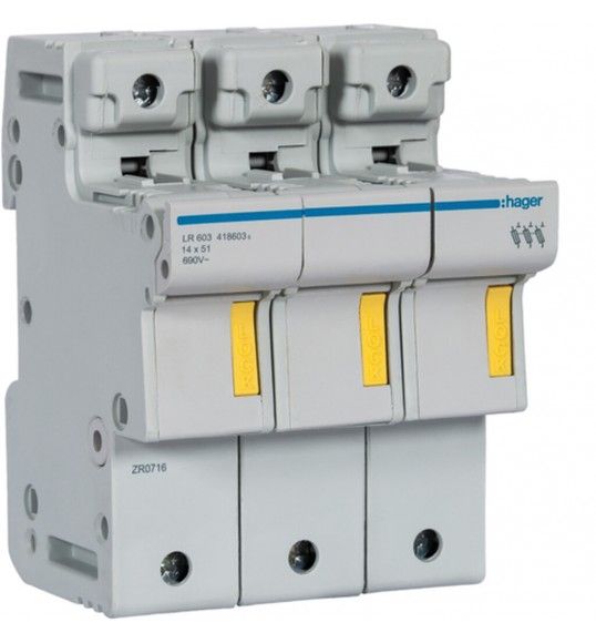 LR603 Hager PORTAFUSIB. NONACC. 14X51 3P 4.5M