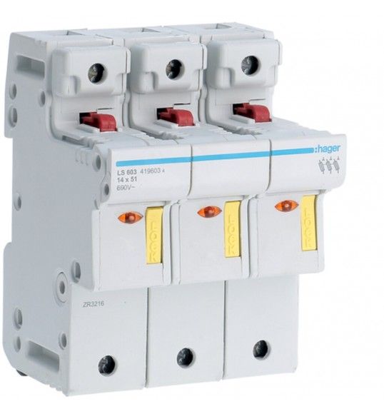 LS603 Hager PORTAFUSIB. ACCESS. 14X51 3P 4.5M