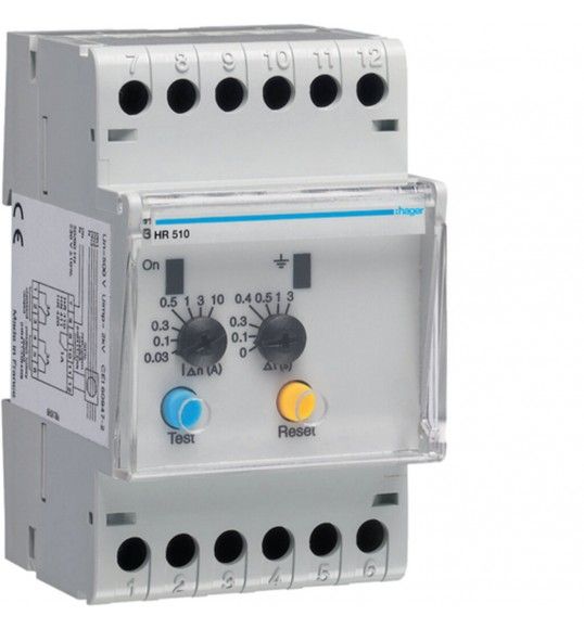 HR510 Earth leakage relay 0,03-10A time relay