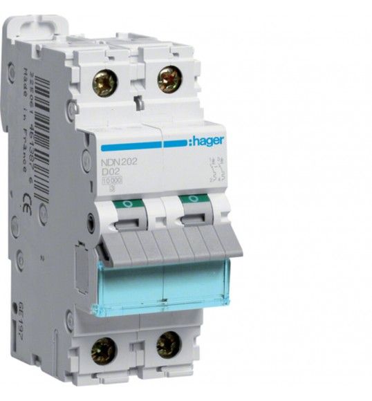 NDN202 Circuit breaker 2P 2A D 10/15kA 2M