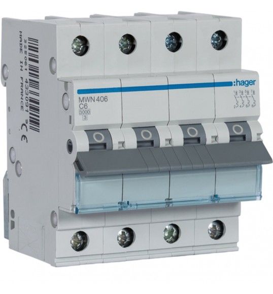 MWN406 Circuit breaker 4P 6A C 3KA