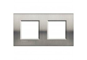 LNA4802M2ACS Abdeckrahmen LIVINGLIGHT: 2-fach, 2 + 2 Module, Farbe: Stahl, geb�rstet