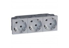 079283 Legrand 45� Schutzko-Steckdosen, 3-fach (6 Module), Farbe: Aluminium