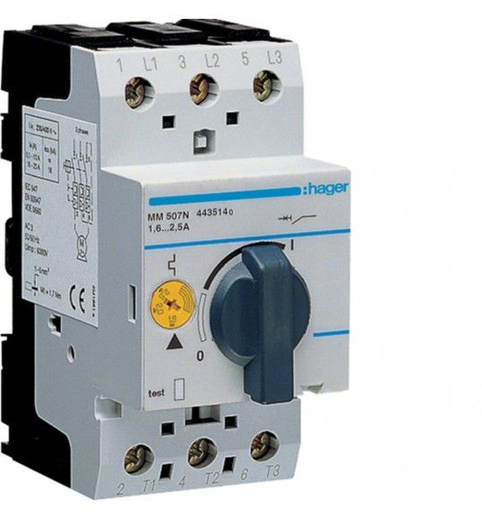 MM507N Hager Disjoncteur moteur taille 1  1.6-2.5A