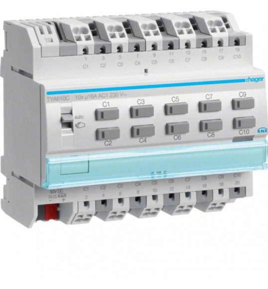 TYA610C Hager MOD.KNX+ TP 10 OUT 16A AC1 230V - 6M