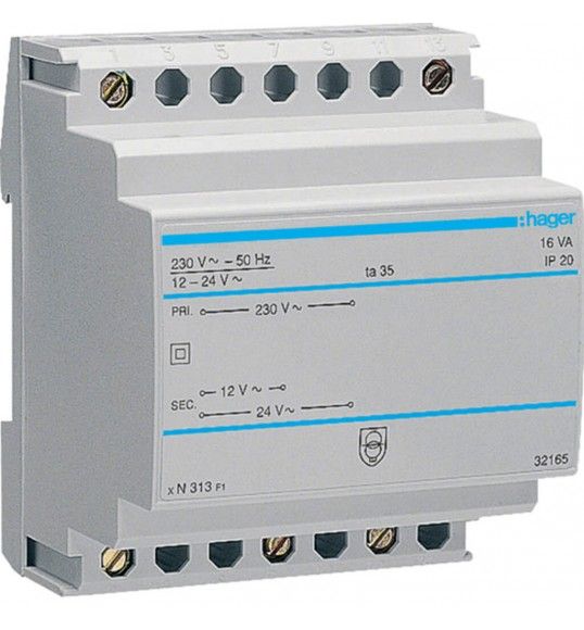 ST313 Hager TRASF. SIC. 230V - 12-24V 16VA 3M