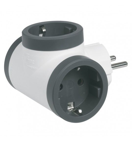 694521 FICHA TRIPLA 2P+T ROTAT. BRANCO/CINZENTO