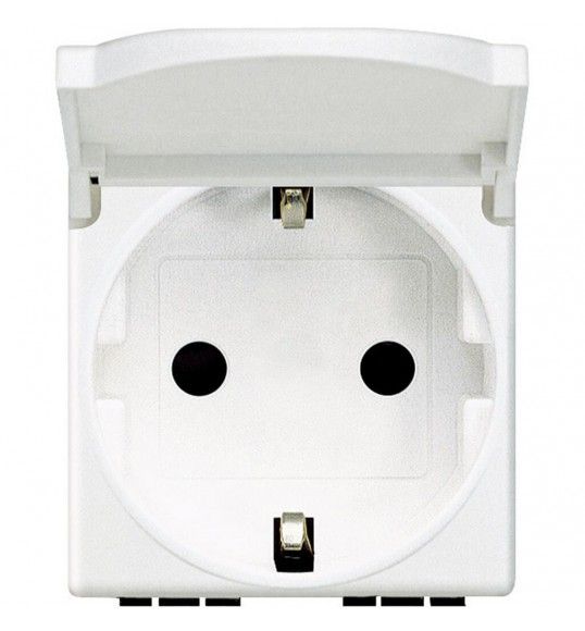 N4141PW Socket 2P+E Schuko with cover