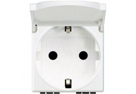 N4141PW Socket 2P+E Schuko with cover