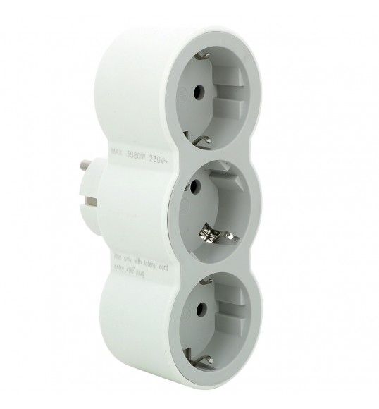 694518 FICHA TRIPLA 2P+T FRONT. BRANCO/CINZENTO