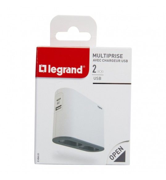 049401 FICHA 2X2P 6A, USB A+C, BRANCO/CINZENTO