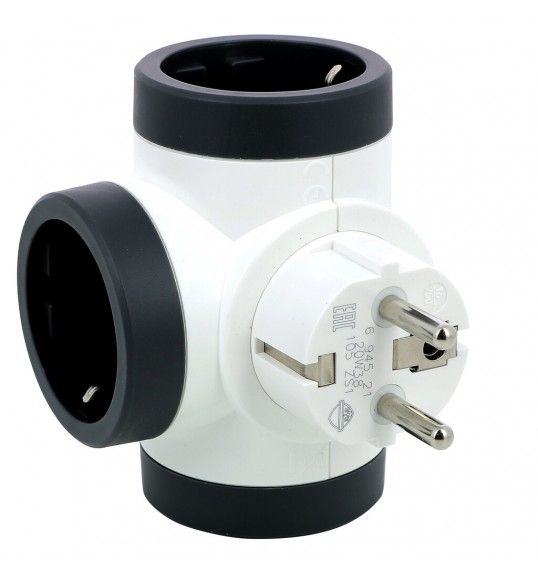 694521 FICHA TRIPLA 2P+T ROTAT. BRANCO/CINZENTO