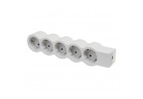 694577 Flache Steckdosenleiste 5x Steckdose, ohne Kabel Kabel Farbe: Ultrawei/Grau