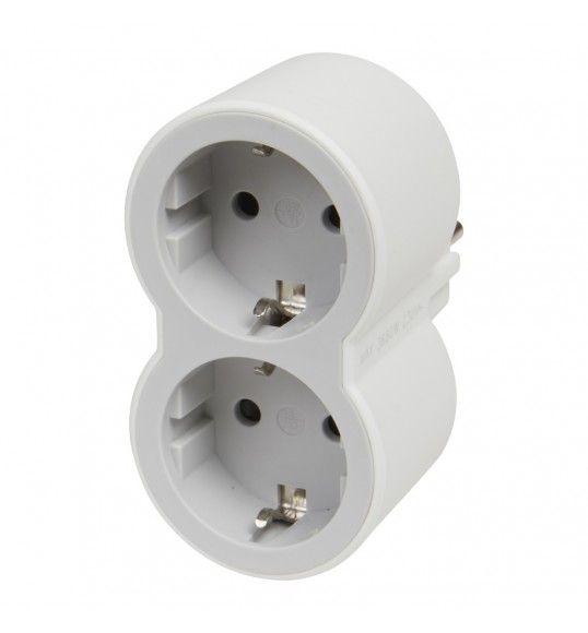 694516 FICHA DUPLA 2P+T FRONTAL BRANCO/CINZENTO