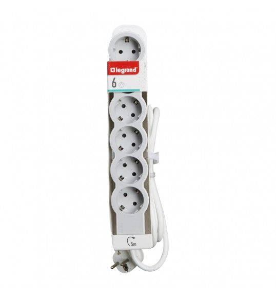 694572 Power Strip 6X2P+E (5M) White/Grey