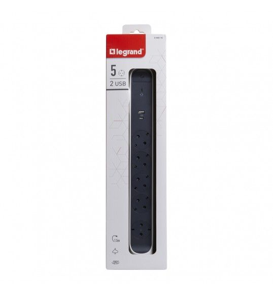 694510 Bloco 5X2P+T, USB A+C (1,5M) BRANCO