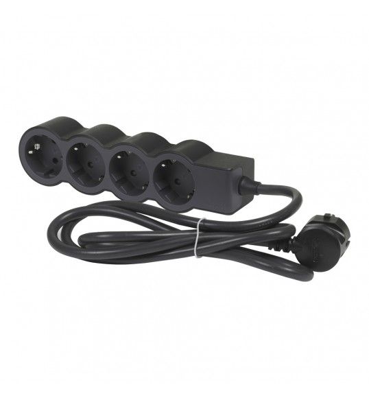 694553 Flache Steckdosenleiste 4x Steckdose, 1,5 Meter Kabel Farbe: Schwarz