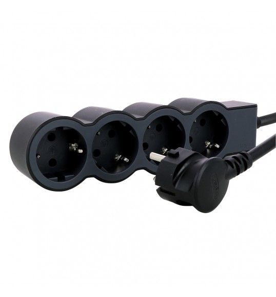 694570 Flache Steckdosenleiste 4x Steckdose, 5 Meter Kabel Farbe: Schwarz