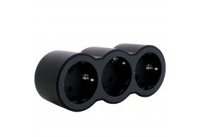 694519 Legrand Plug 3 gang 2P+E FRONT. Black
