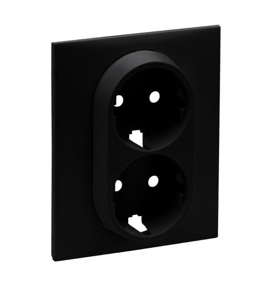864522 Niloe step cover plate for 2 x schuko socket black