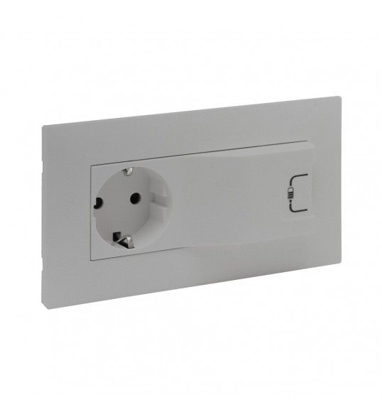 864323 Niloe Step Schutzkontakt Steckdose + USB 1000mA Komplett Aluminium