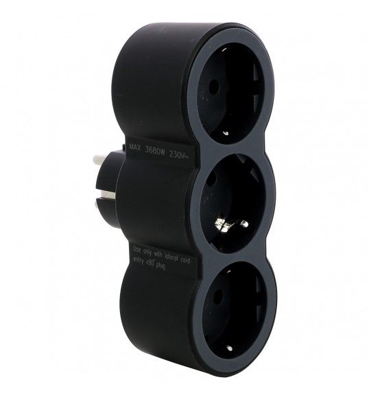 694519 Legrand Plug 3 gang 2P+E FRONT. Black