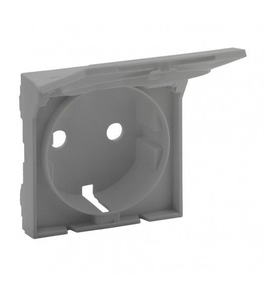 864321 Niloe step cover plate with lid for schuko socket alu