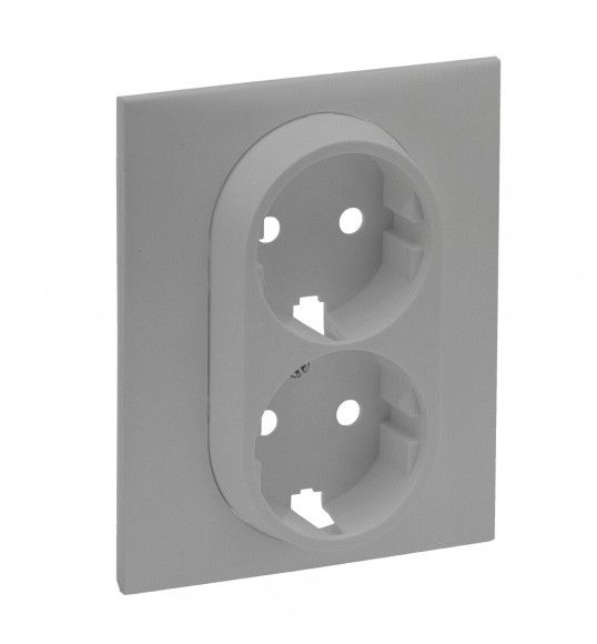 864322 Niloe step cover plate for 2 x schuko socket aluminiu