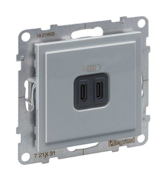 721331 Legrand Double USB socket type C aluminium New Suno