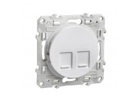 S520410 Centro para 2 conectores RJ45 Branco com suporte de