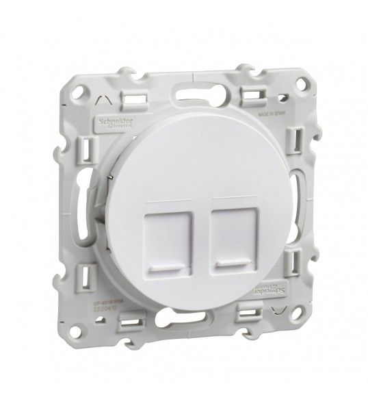 S520410 Centro para 2 conectores RJ45 Branco com suporte de