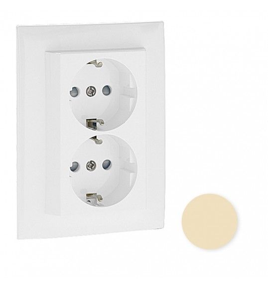 90332CMF Efapel TOMADA DUPLA SCHUKO MONOB C/OBTUR MARFIM