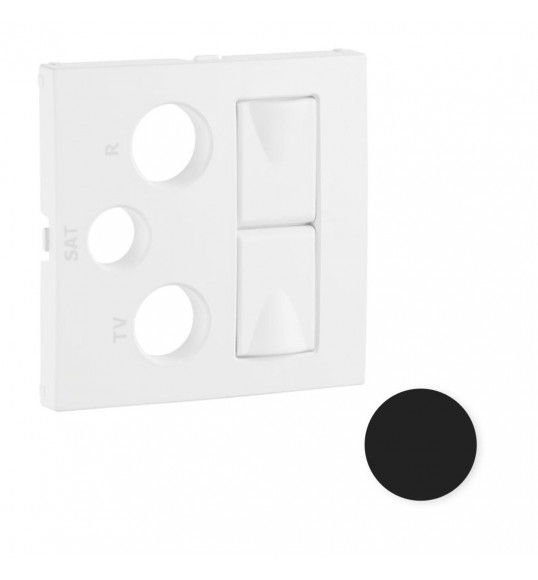 90773 TPM CENTRO P/TOM MISTA R-TV-SAT 2XRJ45 PRETO MATE