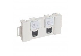 076544 Legrand Mosaic 2x RJ45 Socket Cat.6 UTP Soluclip wh