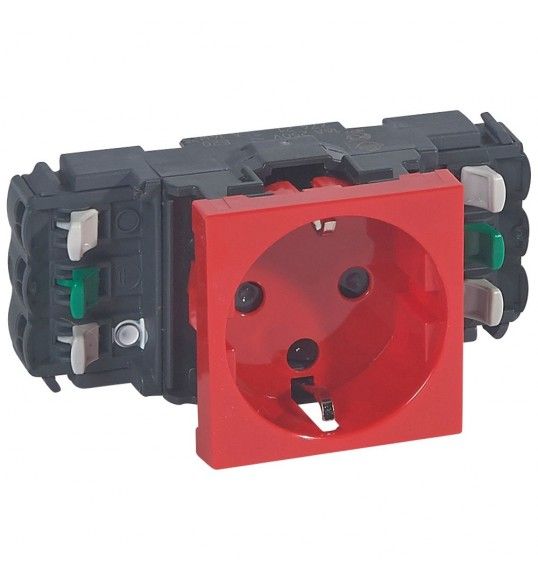 077421 Legrand Mosaic Socket schuko 2P+E for trunking, red