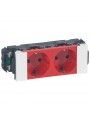 077242 Legrand Mosaic Double socket 2P+E for trunking, red 077242 Legrand Mosaic Double socket 2P+E for trunking, red