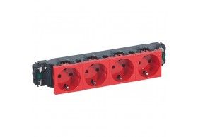 077424 Legrand Mosaic 4x2P+E socket schuko for trunking red