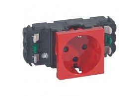 077421 Legrand Mosaic Socket schuko 2P+E for trunking, red