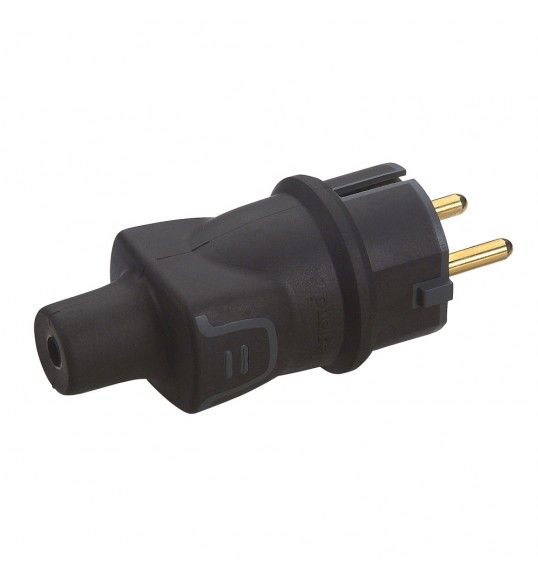 050196 Legrand Rubber extension plug 2P+E 16A black