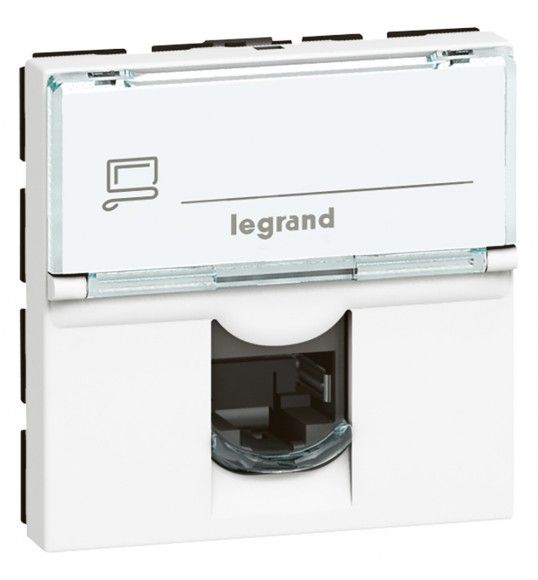 076574 Legrand Mosaic 1-fach RJ45, Kat 6A, UTP, 2-modulig, Farbe: Ultrawei?